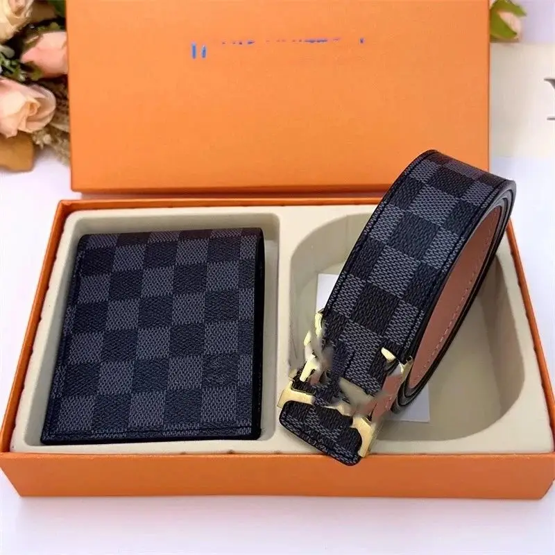 Burberry Check / Hermès H / Louis Vuitton Monogram & Damier / Gucci GG Supreme Belt & Wallet Set [21 styles] vista 4
