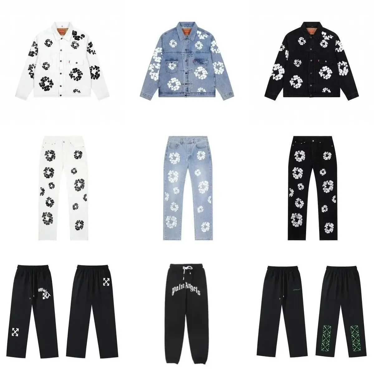 Off-White x Levi's Flower Print Denim Jacket & Jeans Set [White/Blue/Black Options]