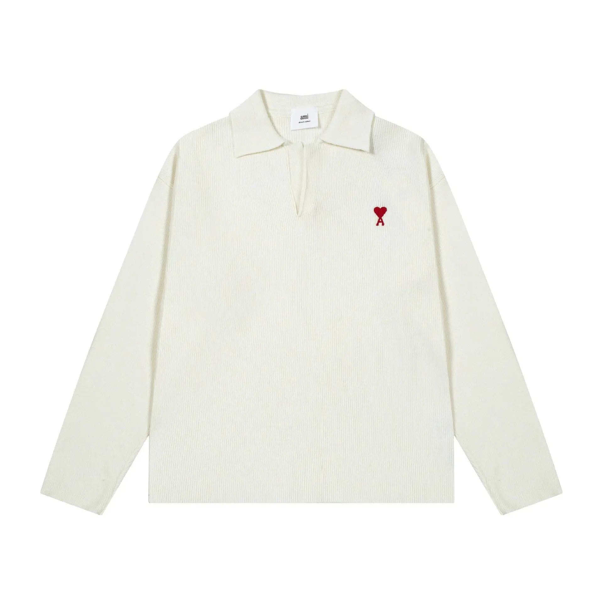 Ami Heart Logo Ribbed Polo Sweater [2 styles] vista 3
